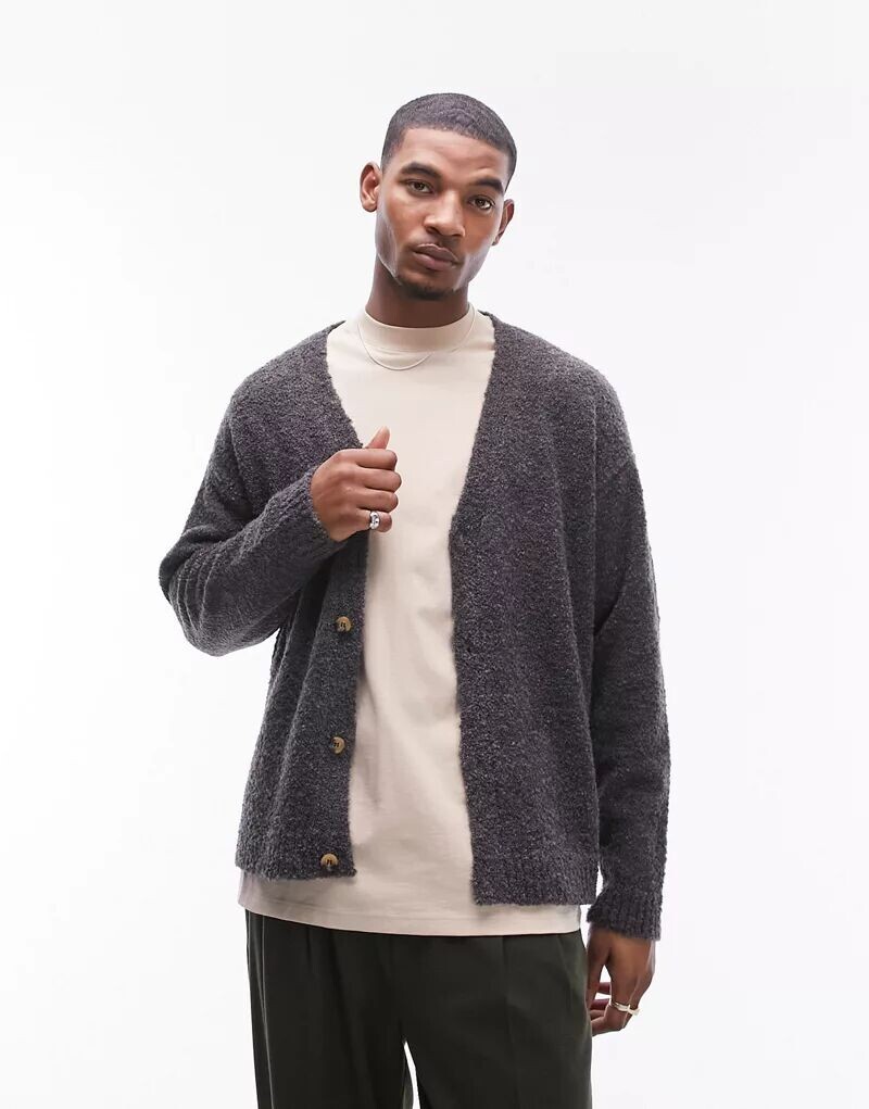 

Кардиган из букле Topman антрацитового цвета