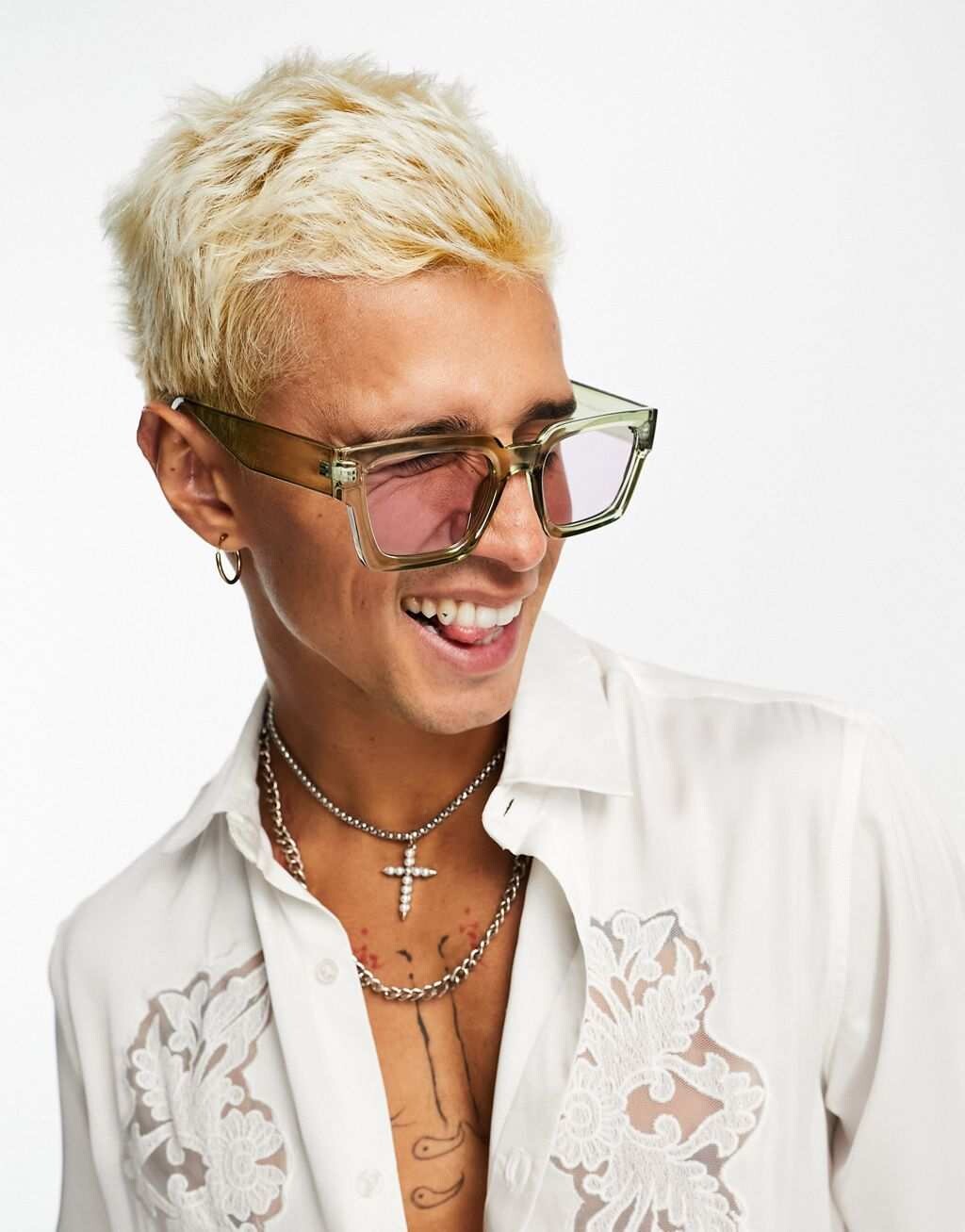 

Квадратные солнцезащитные очки ASOS DESIGN с сиреневыми линзами кристально-зеленого цвета