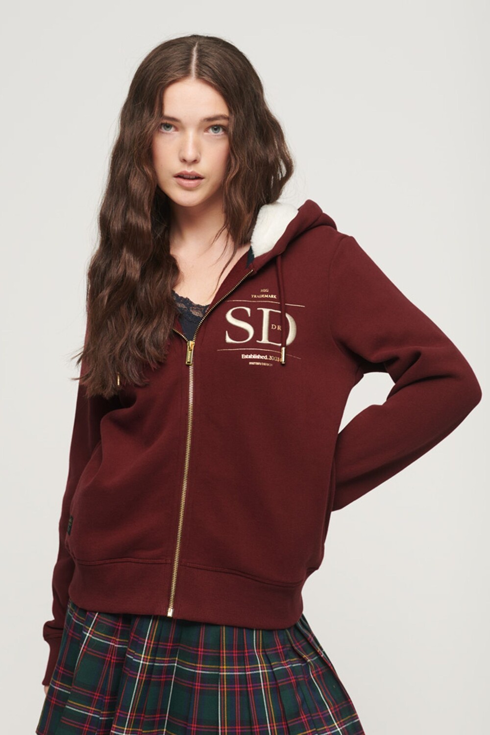 

Толстовка на молнии с логотипом Luxe Metallic Superdry, красный