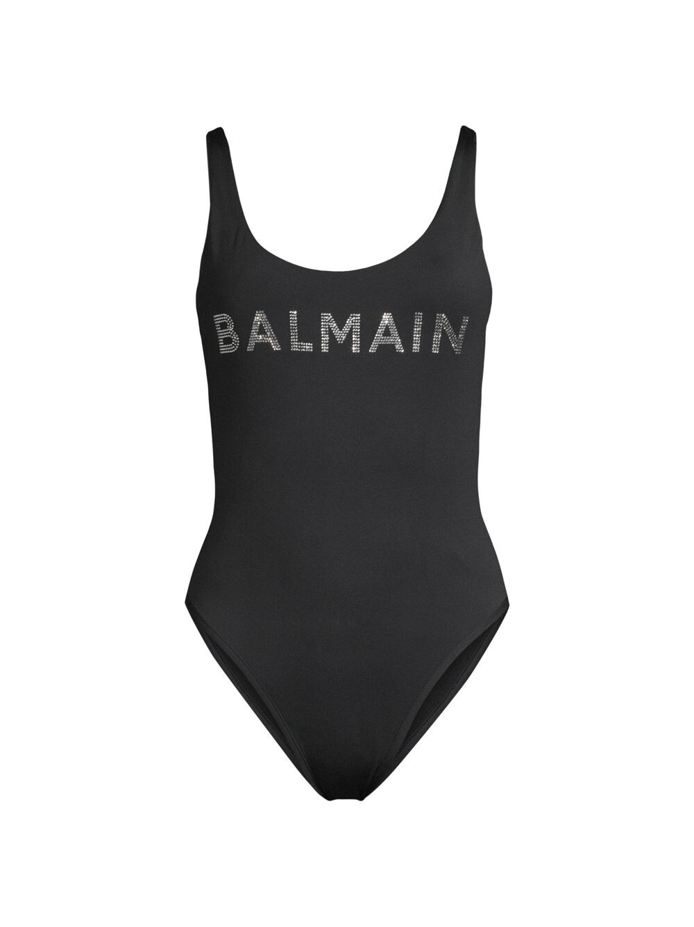 

Сплошной купальник со стразами и кристаллами Balmain, черный