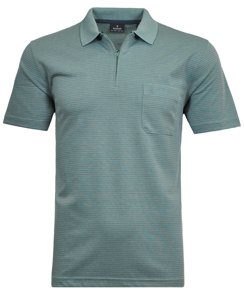 

Футболка Ragman Softknit Polo mit Zip, fe, зеленый