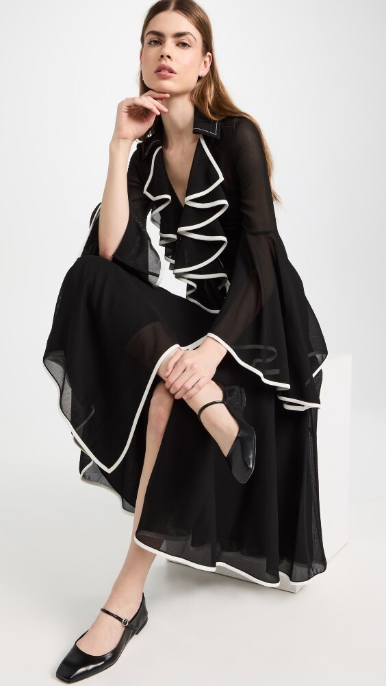 

Платье Proenza Schouler Solid Mesh Ruffle, черный