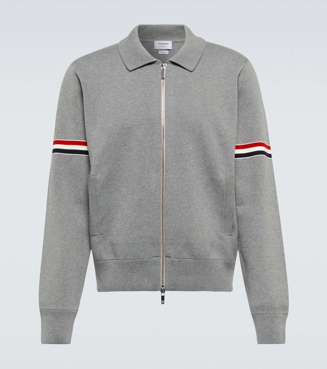 

Свитер на молнии из смесового хлопка Thom Browne, серый