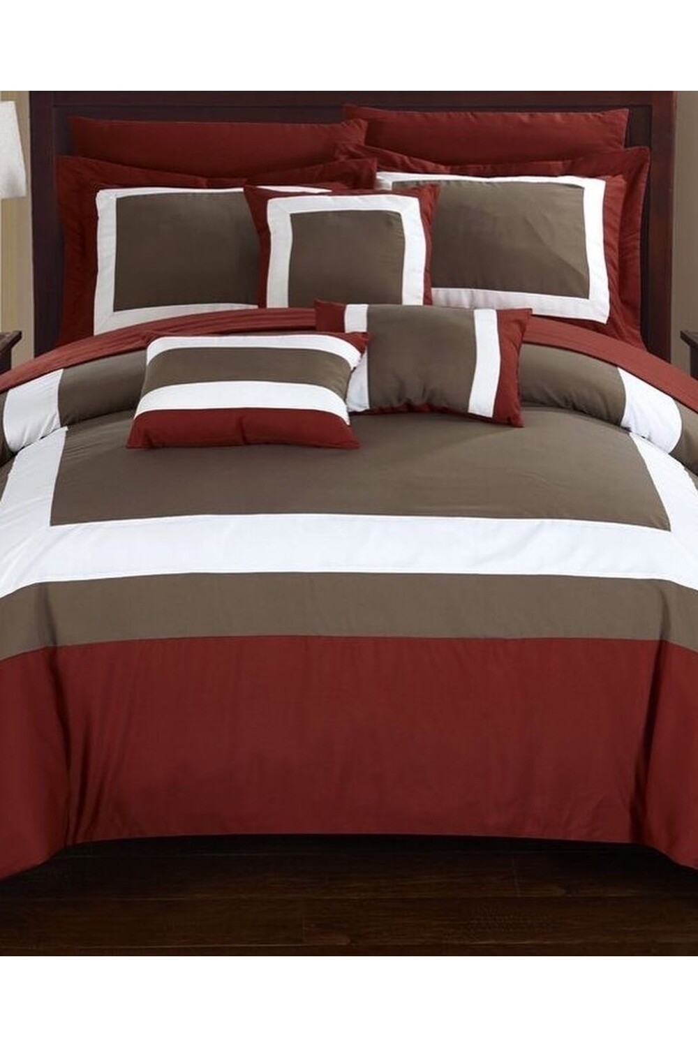 

Комплект пододеяльников Metinev King Size из хлопкового атласа, бордовый / коричневый / белый