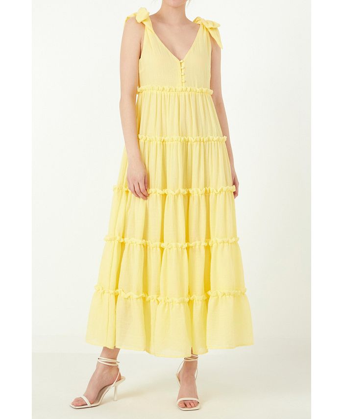 Женское многоярусное платье макси Free the Roses, желтый фото