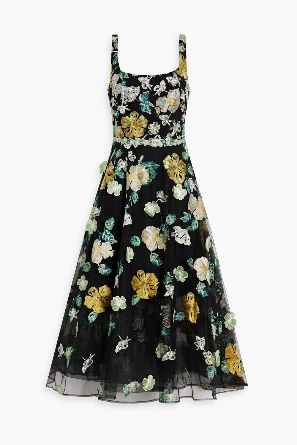 

Украшенное платье миди из тюля Marchesa Notte, черный