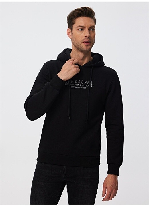 

Черная мужская толстовка с воротником с капюшоном Lee Cooper, Черный
