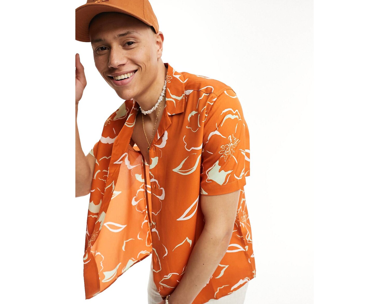 

Свободная рубашка с оранжевым цветочным принтом ASOS DESIGN