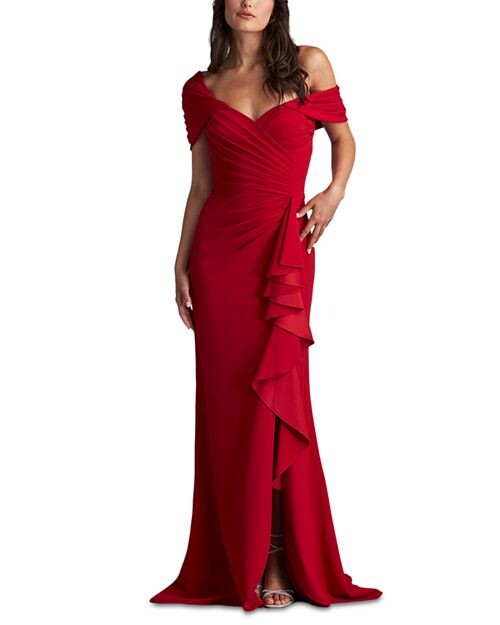 

Креповое платье на одно плечо Tadashi Shoji, цвет Red