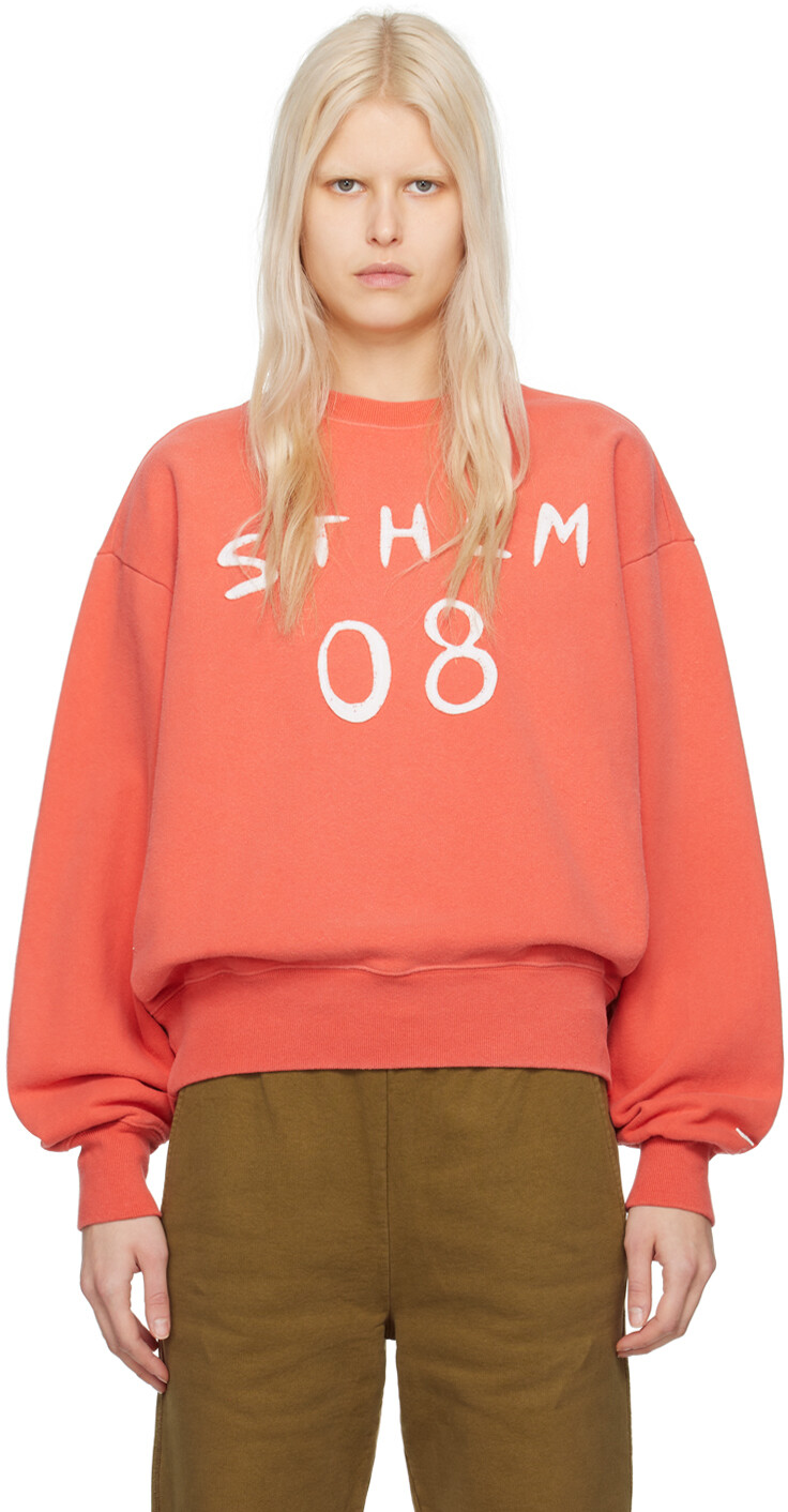 

Оранжевый свитшот с нашивкой Acne Studios, цвет Chili orange