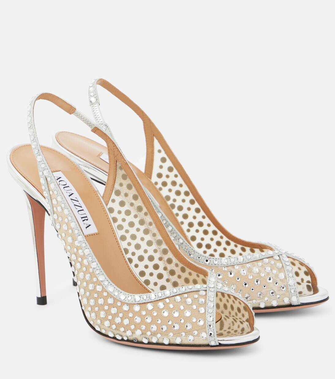 

Босоножки Crystal Lover 105 с декором Aquazzura, серебряный