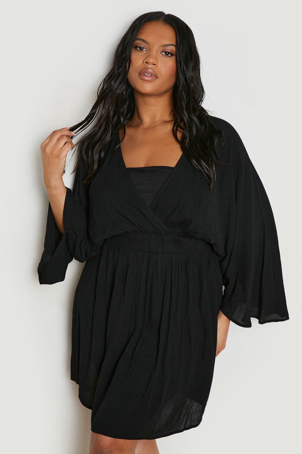 

Мини-пляжный кафтан Plus из марли boohoo, черный