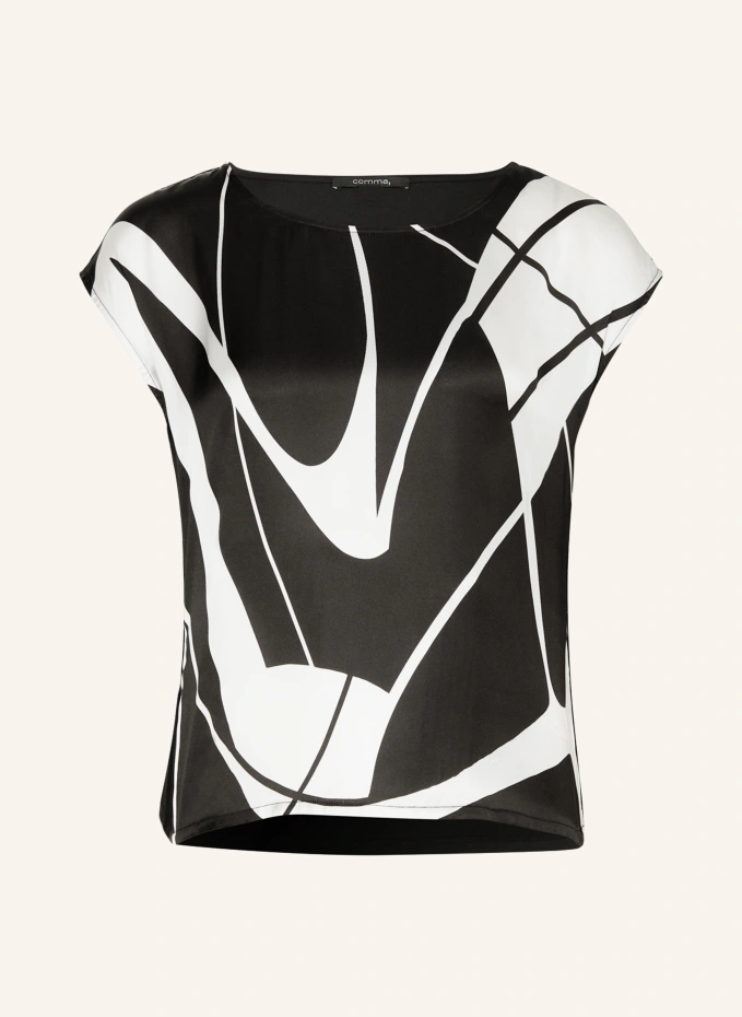 цена Блузка-рубашка из микса материалов Comma, черный