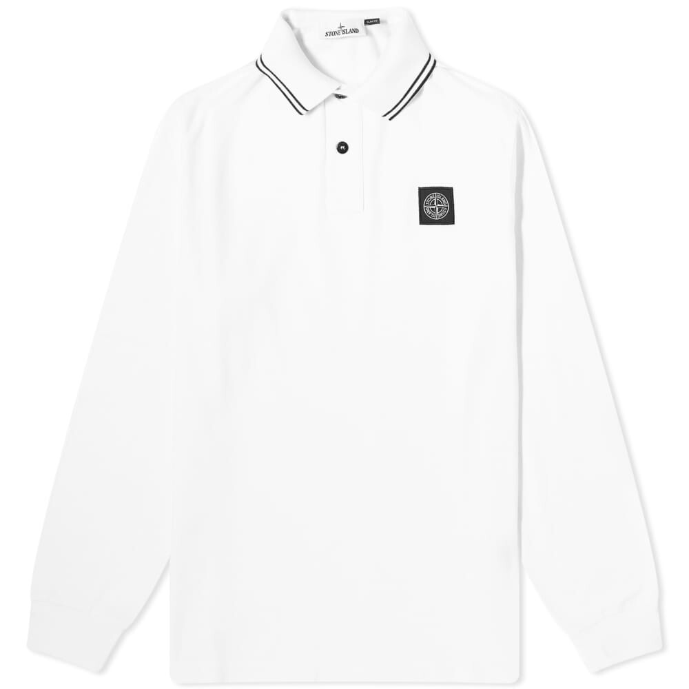 

Поло Stone Island с длинными рукавами и нашивками, белый