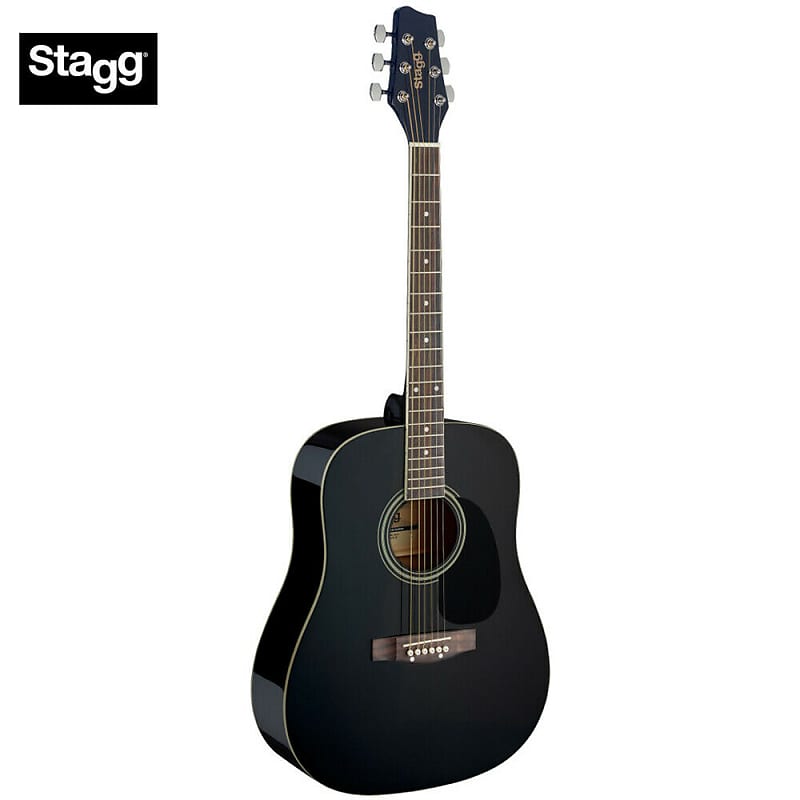 Акустическая гитара Stagg SA20D BLK Dreadnought Basswood Top Nato Neck 6-String Acoustic Guitar - Black акустическая гитара stagg sa20d black 3 4 acoustic guitar