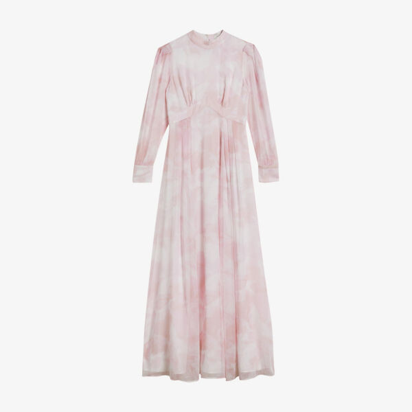 

Платье макси Huron из переработанного полиэстера с рукавами-блузонами Ted Baker, розовый