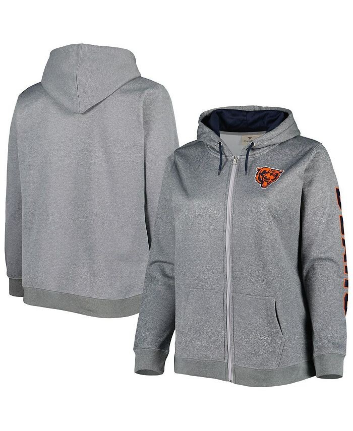 

Женская флисовая куртка с капюшоном и молнией во всю длину, темно-серый Chicago Bears Profile, серый