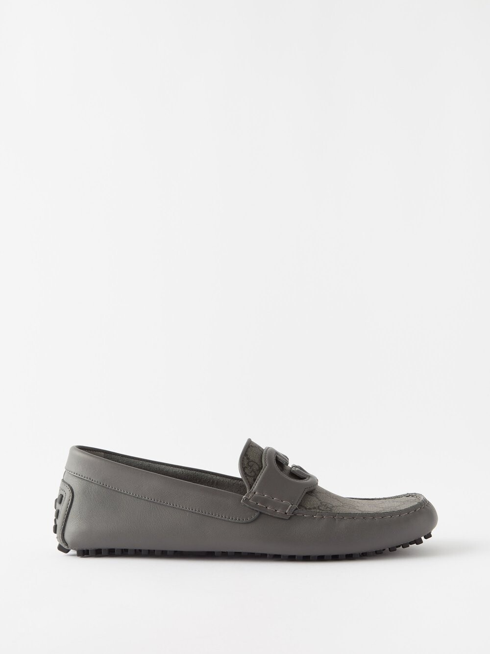 

Жаккардовые кожаные лоферы ayrton gg Gucci, серый