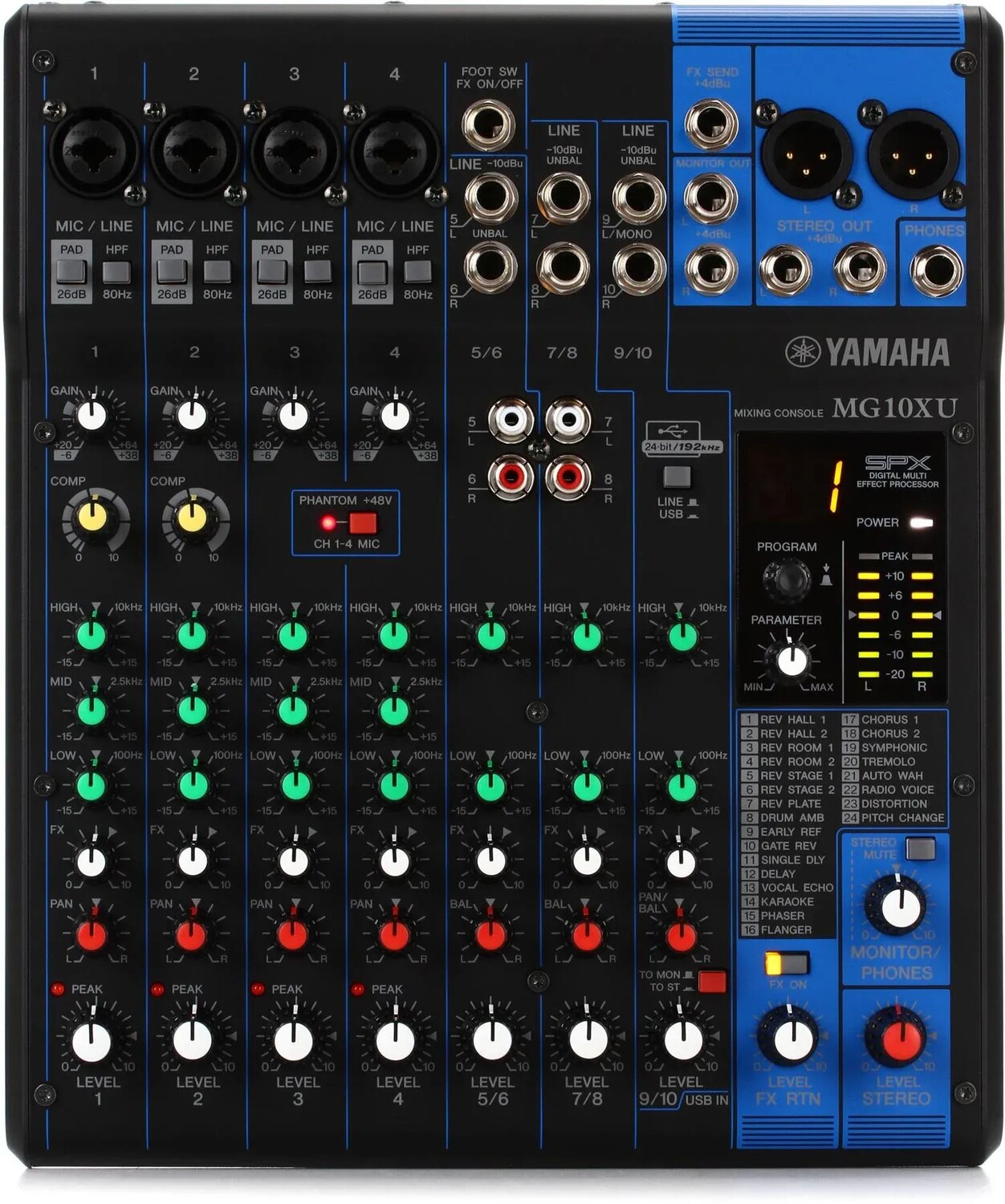 

10-канальный микшер Yamaha MG10XU с USB и эффектами