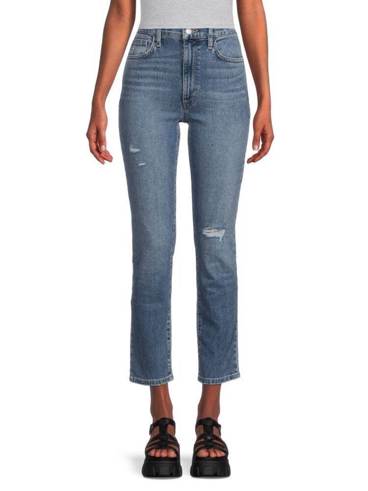 

Прямые джинсы до щиколотки с высокой посадкой и потертостями Joe'S Jeans, цвет Dehlia Blue