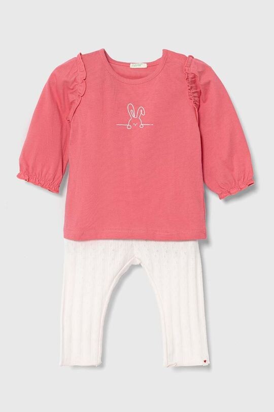 

Хлопковый детский комплект United Colors of Benetton, розовый