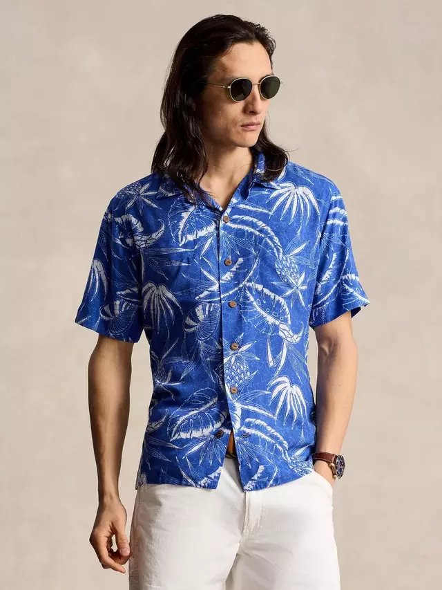 

Рубашка Ralph Lauren Classic Fit Hoffman Print Camp, цвет blue/white