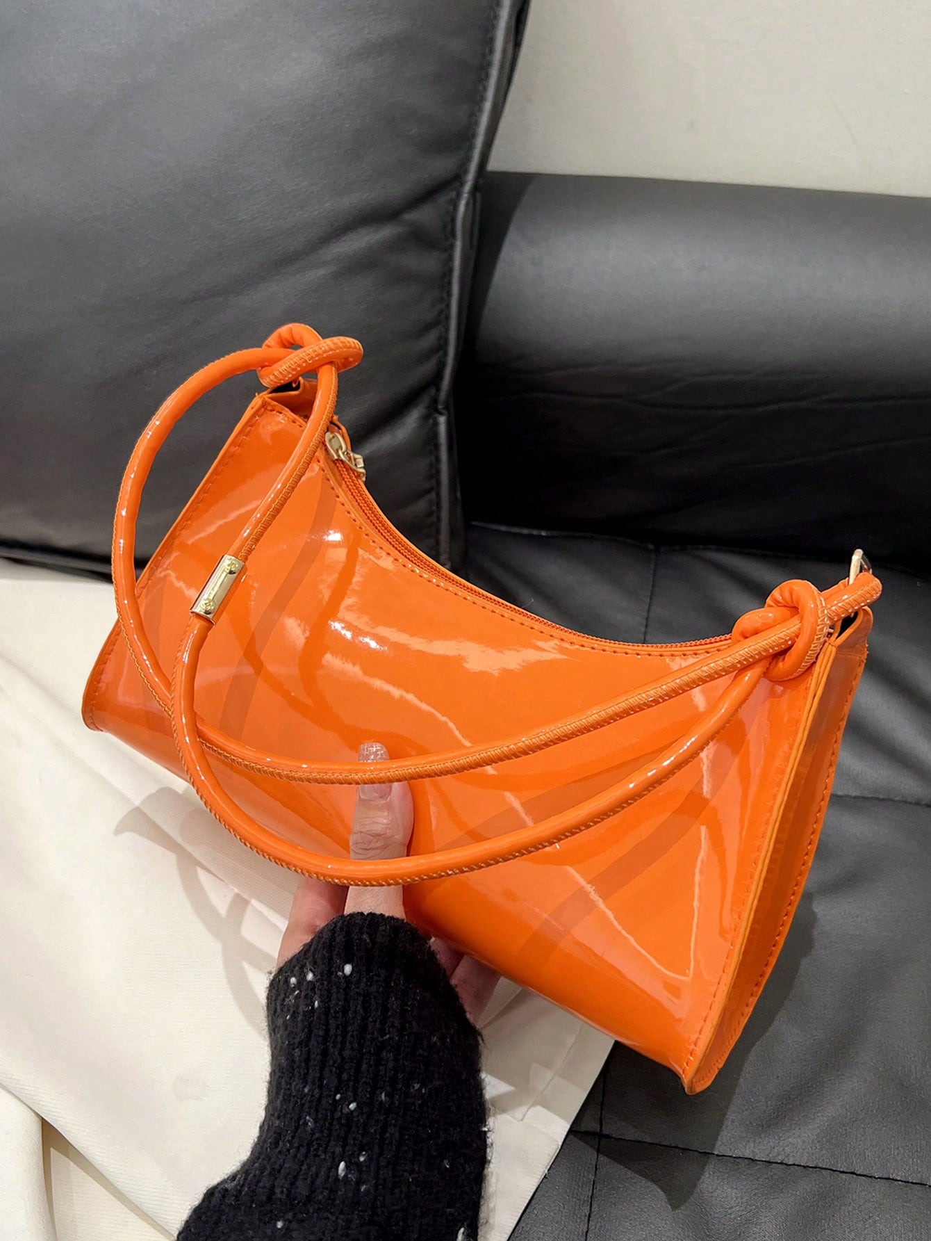 Однотонная минималистичная легкая роскошная сумка через плечо Hobo, апельсин