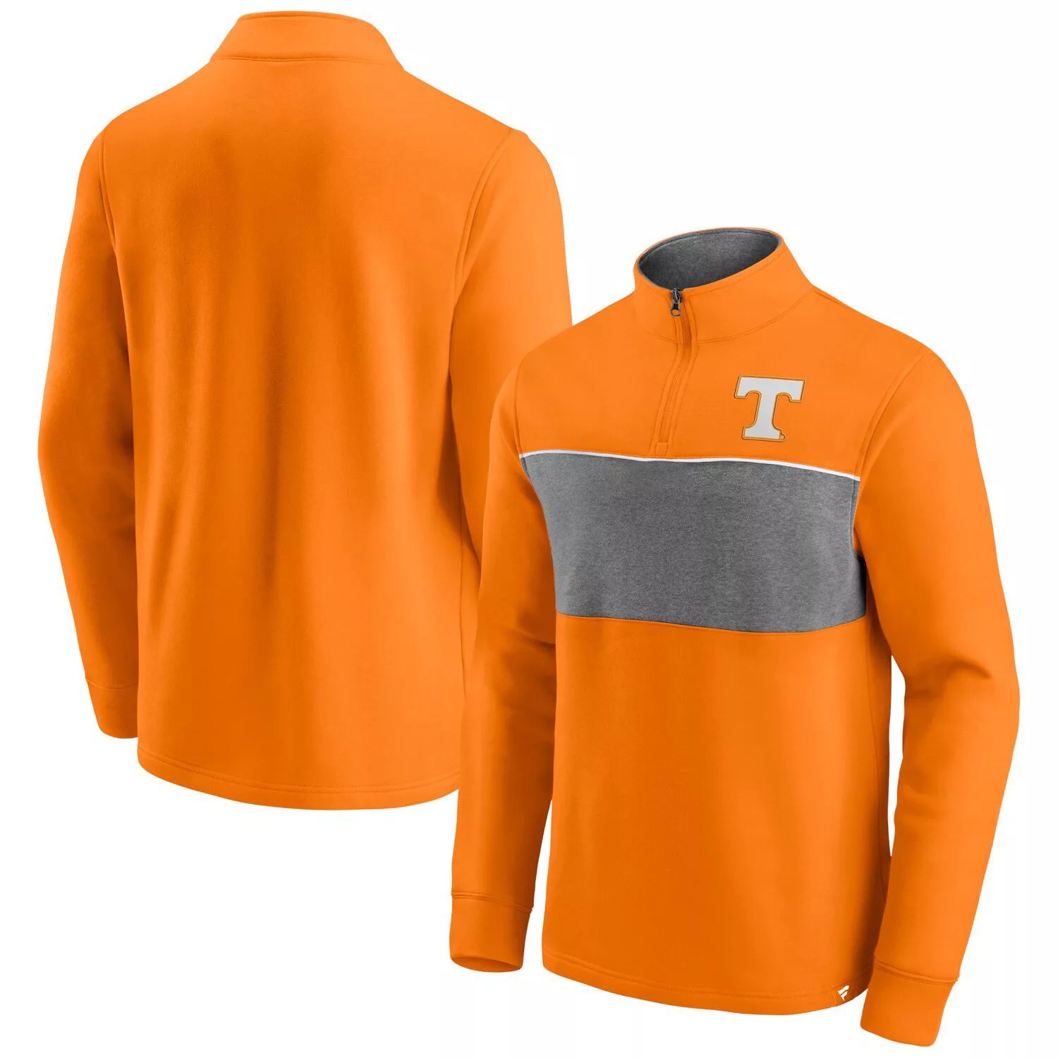 цена Мужская фирменная куртка Tennessee Orange/Heathered Grey Tennessee Volunteers с молнией на четверть с логотипом Fanatics