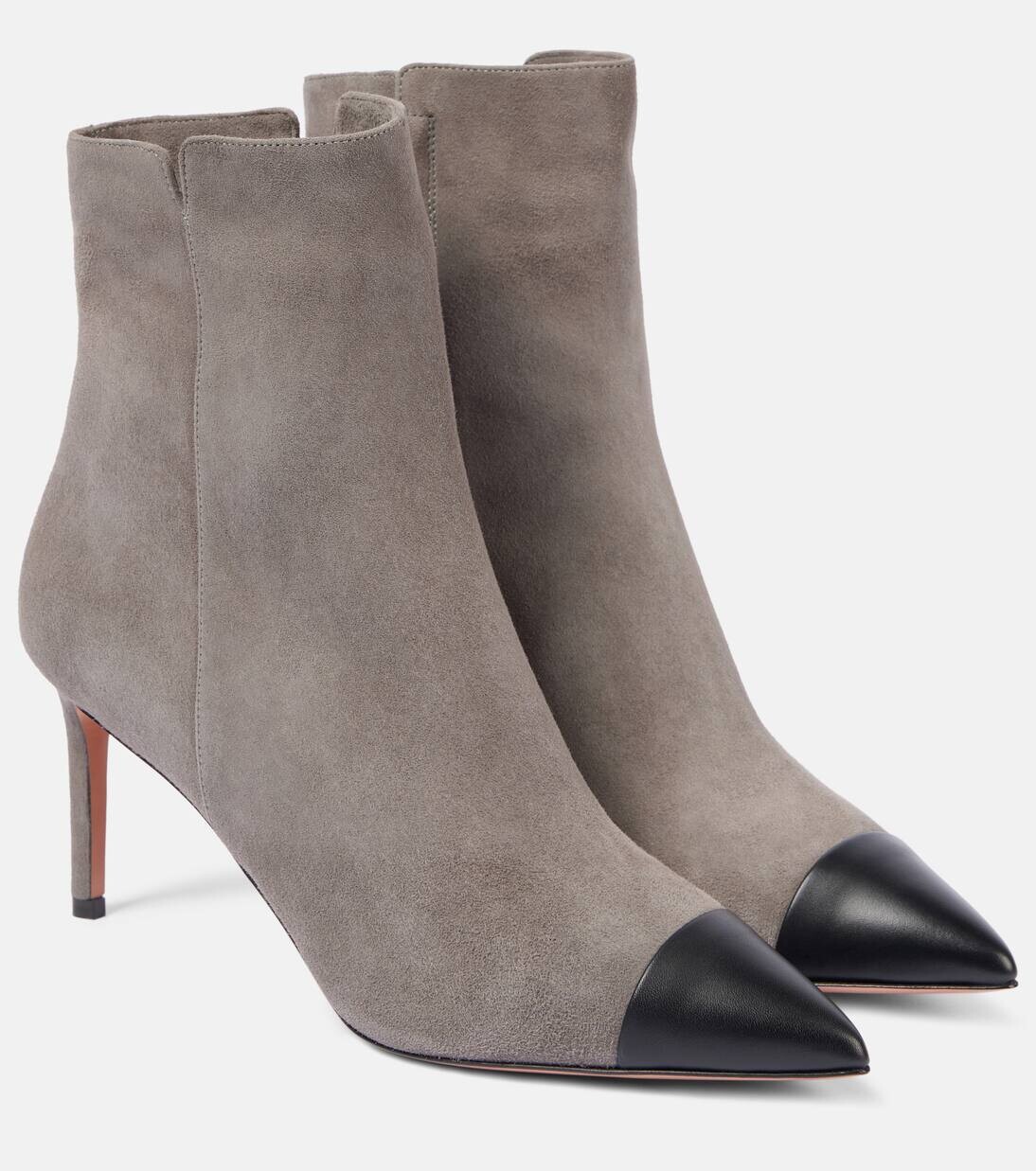 

Ботильоны Milanese 75 из замши и кожи Aquazzura, цвет paris grey/black