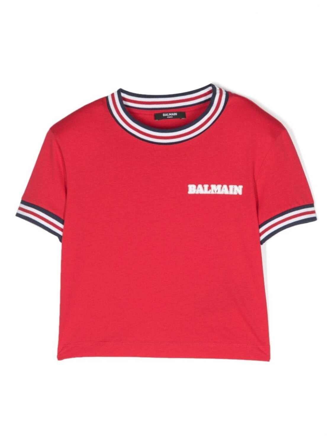 

Balmain Kids футболка с логотипом и полосками, красный