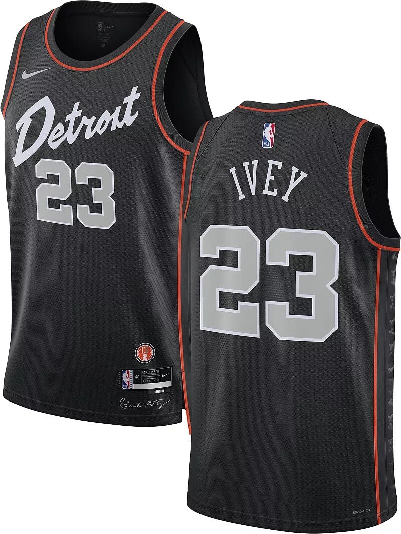 

Мужская черная майка Nike Swingman Detroit Pistons Jaden Ivey #23 City Edition 2023-24