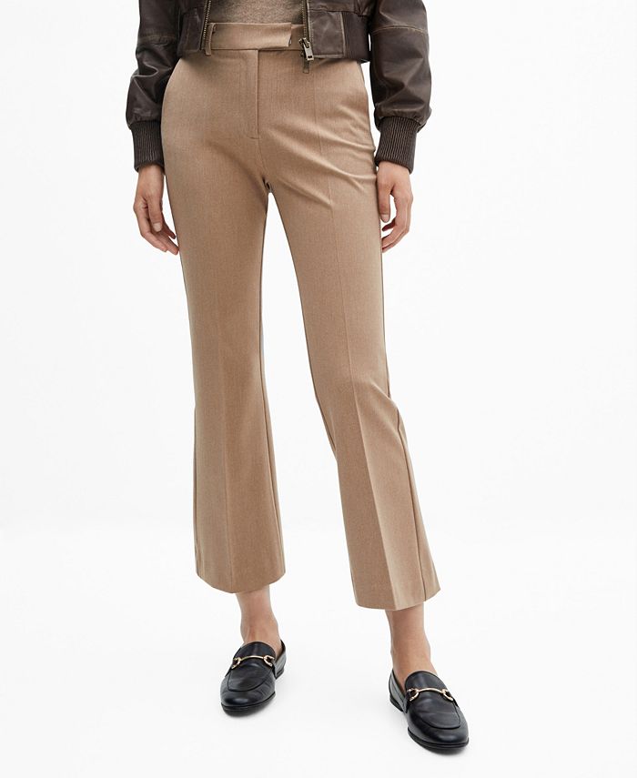 Женские укороченные классические брюки MANGO, коричневый