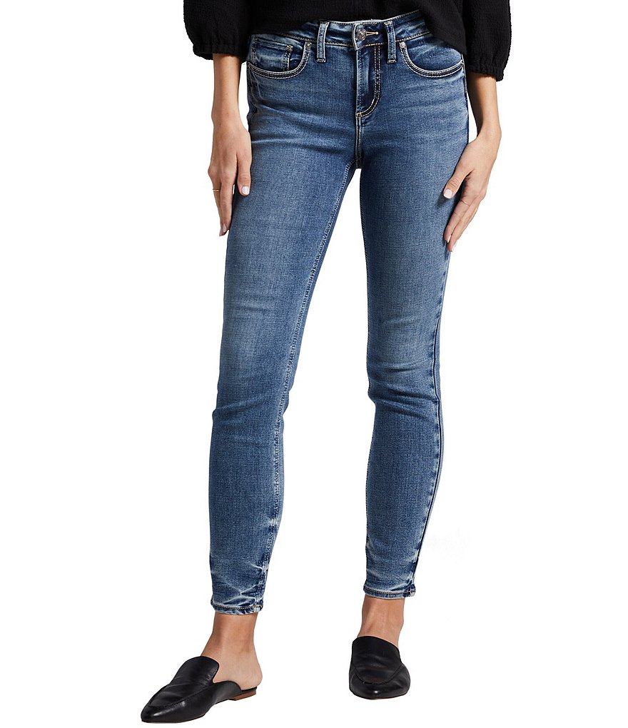 Укороченные джинсы скинни Silver Jeans Co. Suki со средней посадкой, синий