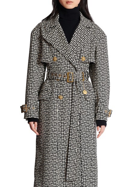 

Тренч с монограммой Balmain, черный