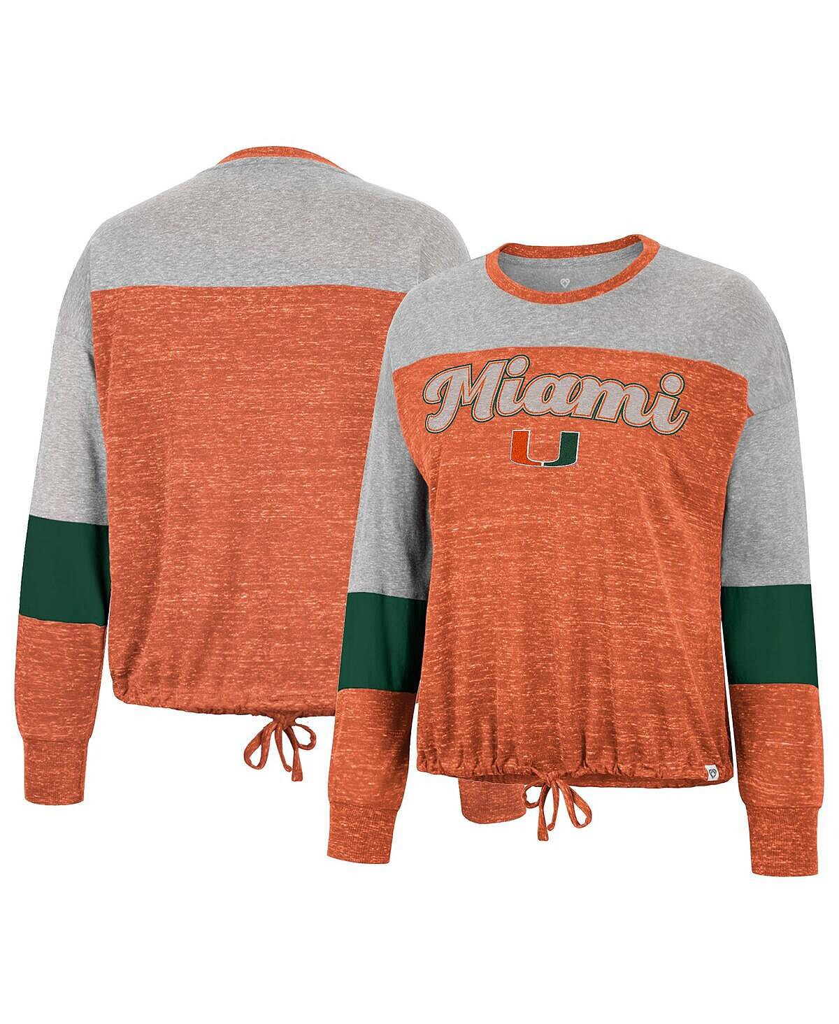 

Женская оранжевая футболка с длинными рукавами и завязкой спереди Miami Hurricanes Joanna Colosseum, Оранжевый