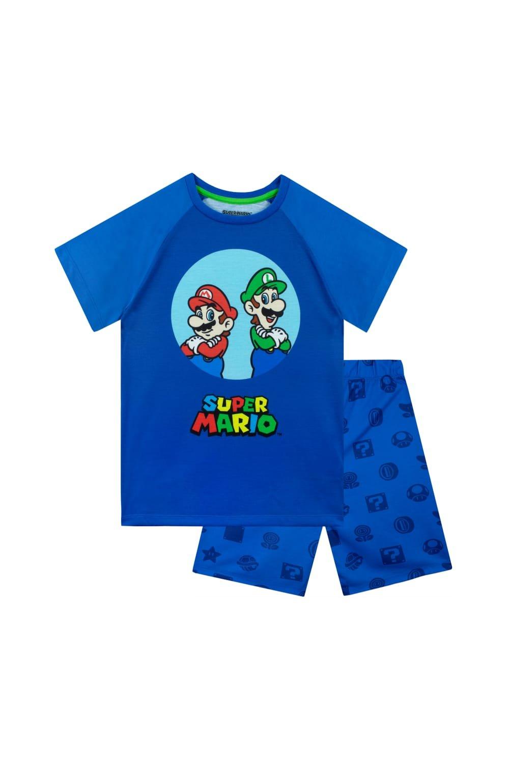 Короткие пижамы Марио и Луиджи Super Mario, синий 1 шт распродажа воздушные шары из фольги в стиле super mario bros аниме фигурка марио луиджи мультяшные аксессуары для украшения вечеринки на хэ