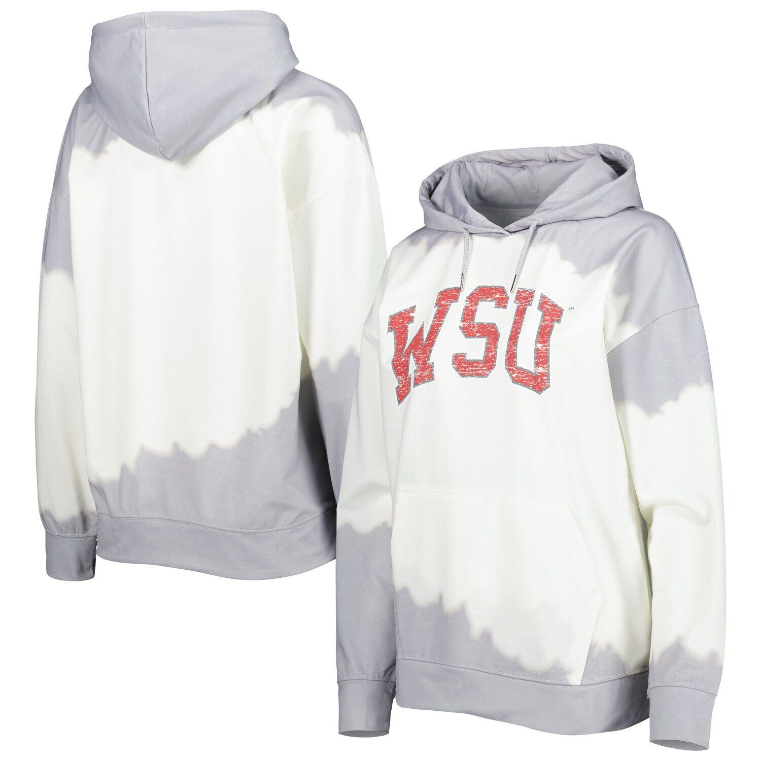 

Женский пуловер с капюшоном Gameday Couture белого/серого цвета Washington State Cougars For the Fun, окрашенный двойным погружением, Белый