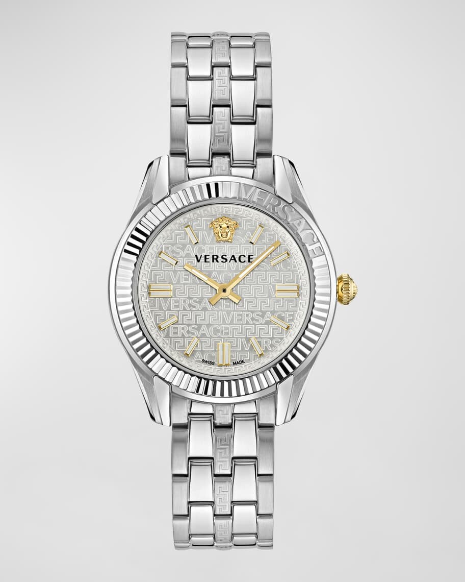 

Часы Greca Time 35 мм с ремешком-браслетом, серебристые Versace