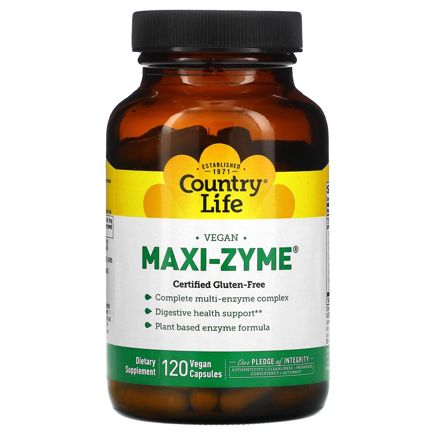 

Maxi-Zyme, 120 веганских капсул, Country Life