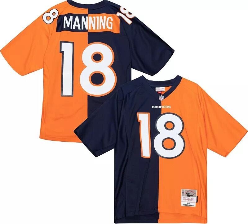 

Мужская футболка Mitchell & Ness Denver Broncos Peyton Manning # 18 2015 сплит-возврат