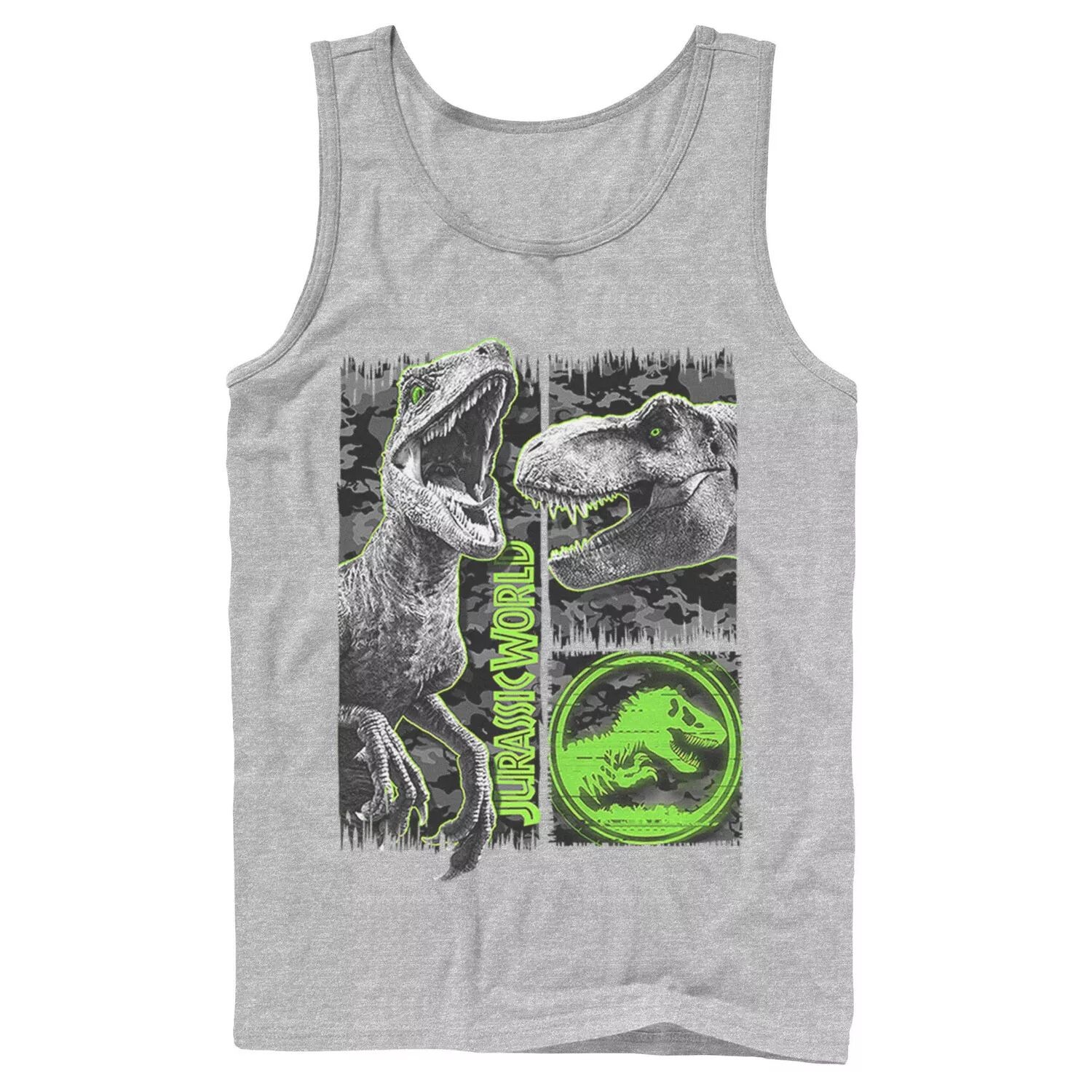 

Мужская майка Jurassic World Two Raptor T-Rex с камуфляжным принтом и царапинами Licensed Character