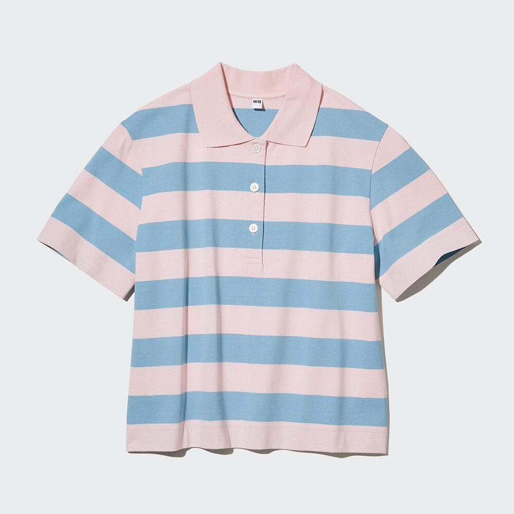

Женская рубашка-поло Uniqlo Hot Girl Polo в полоску, розовый