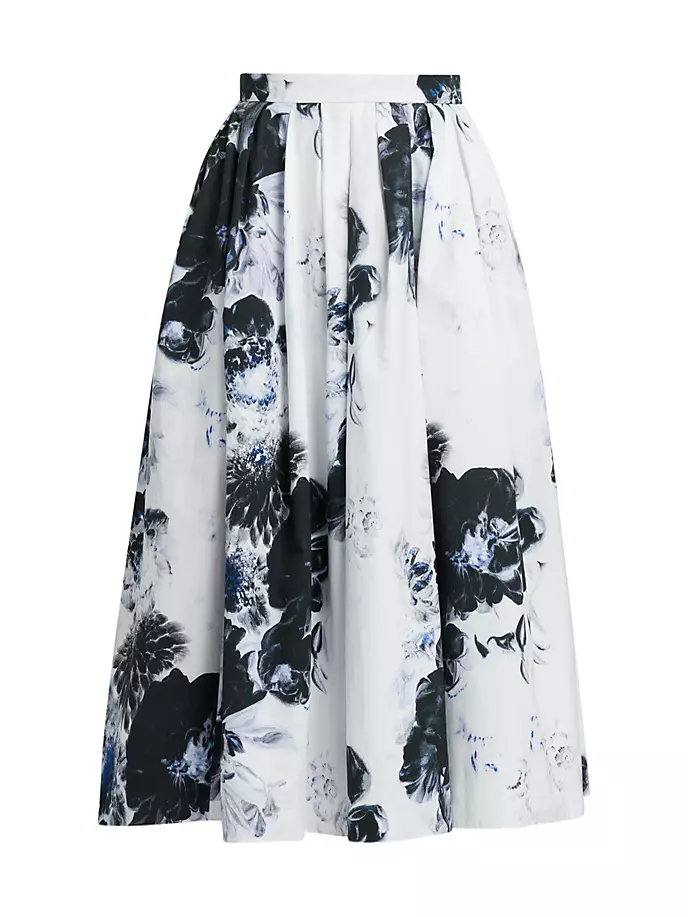 

Хлопковая юбка с цветочным принтом Chiaroscuro Alexander Mcqueen, цвет ink