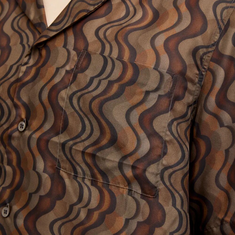цена Dries Van Noten Шелковая отпускная рубашка Carltone, коричневый