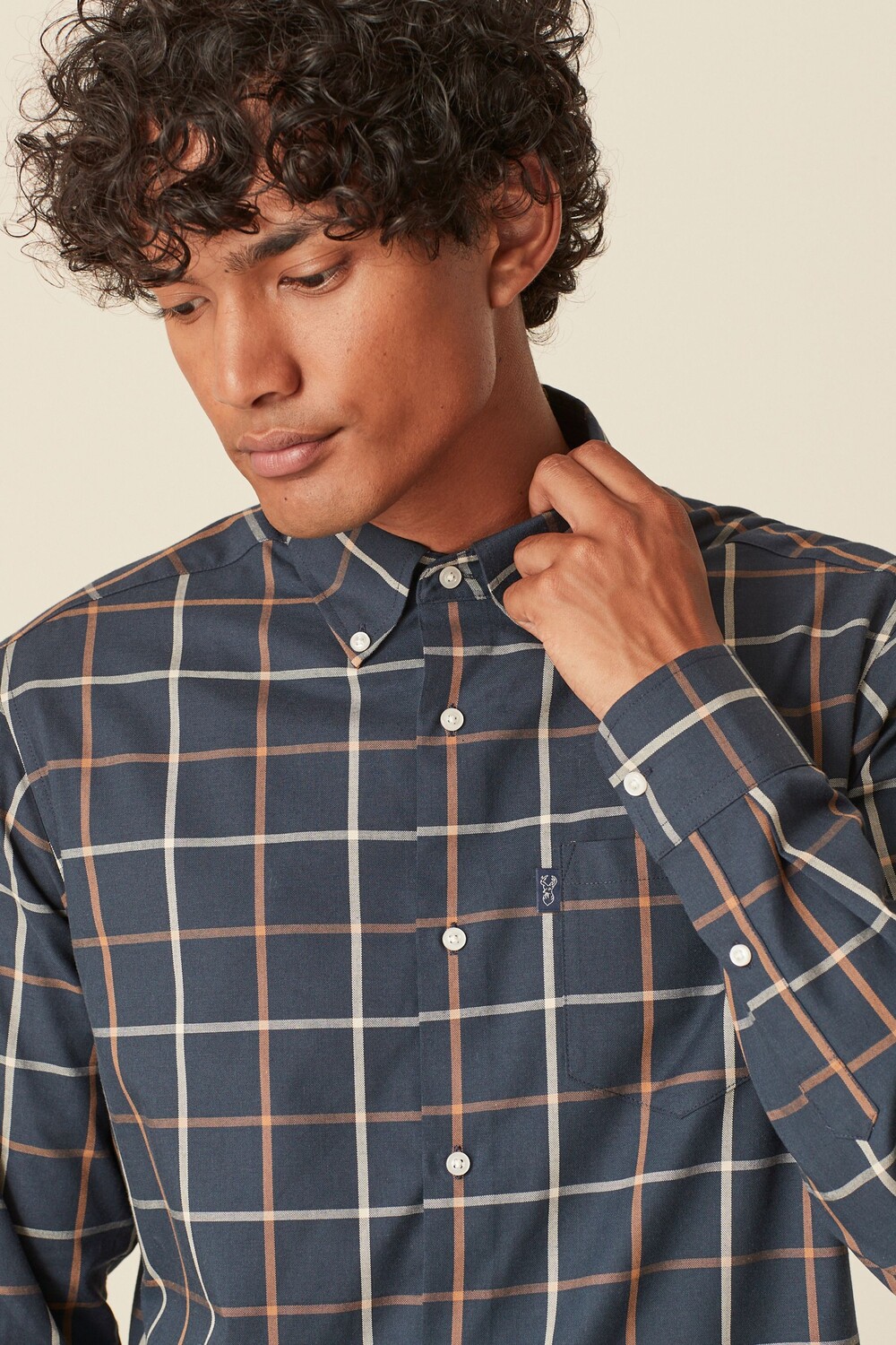 

Рубашка Oxford Easy Iron на пуговицах Next, синий