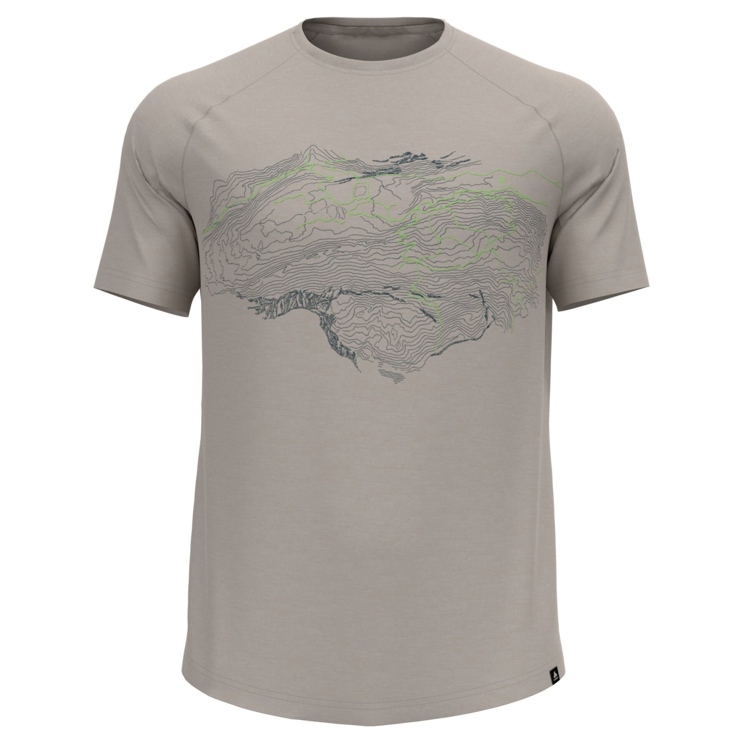 Рубашка из мериноса Odlo Ascent PW 130 Topography Crew Neck S/S, цвет Silver Cloud Melange