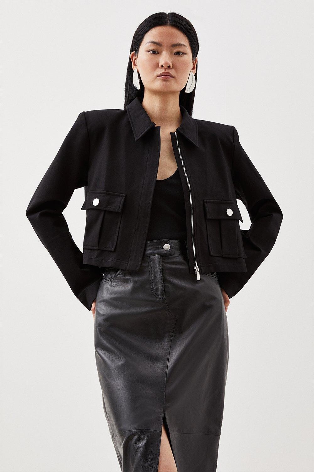 

Укороченный блейзер с карманами Ponte Karen Millen, черный