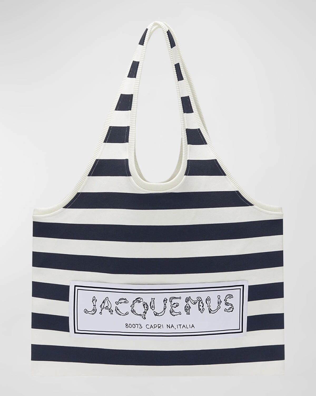 

Холщовая большая сумка в полоску Le Marcel Jacquemus, цвет Multi Navy