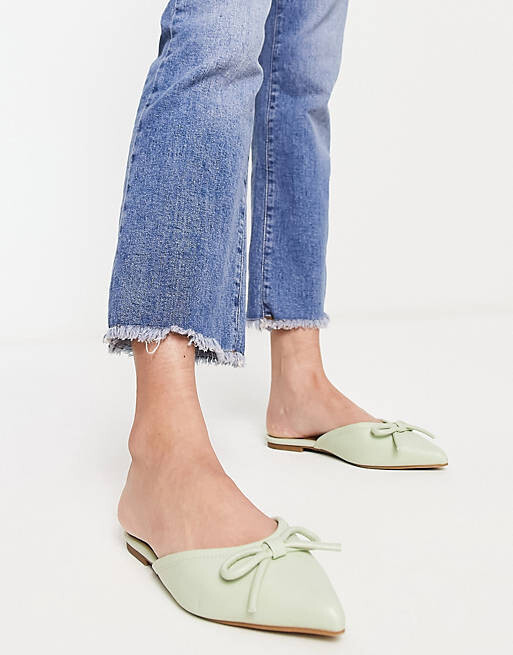 

Зеленые балетки с заостренным бантом ASOS DESIGN London