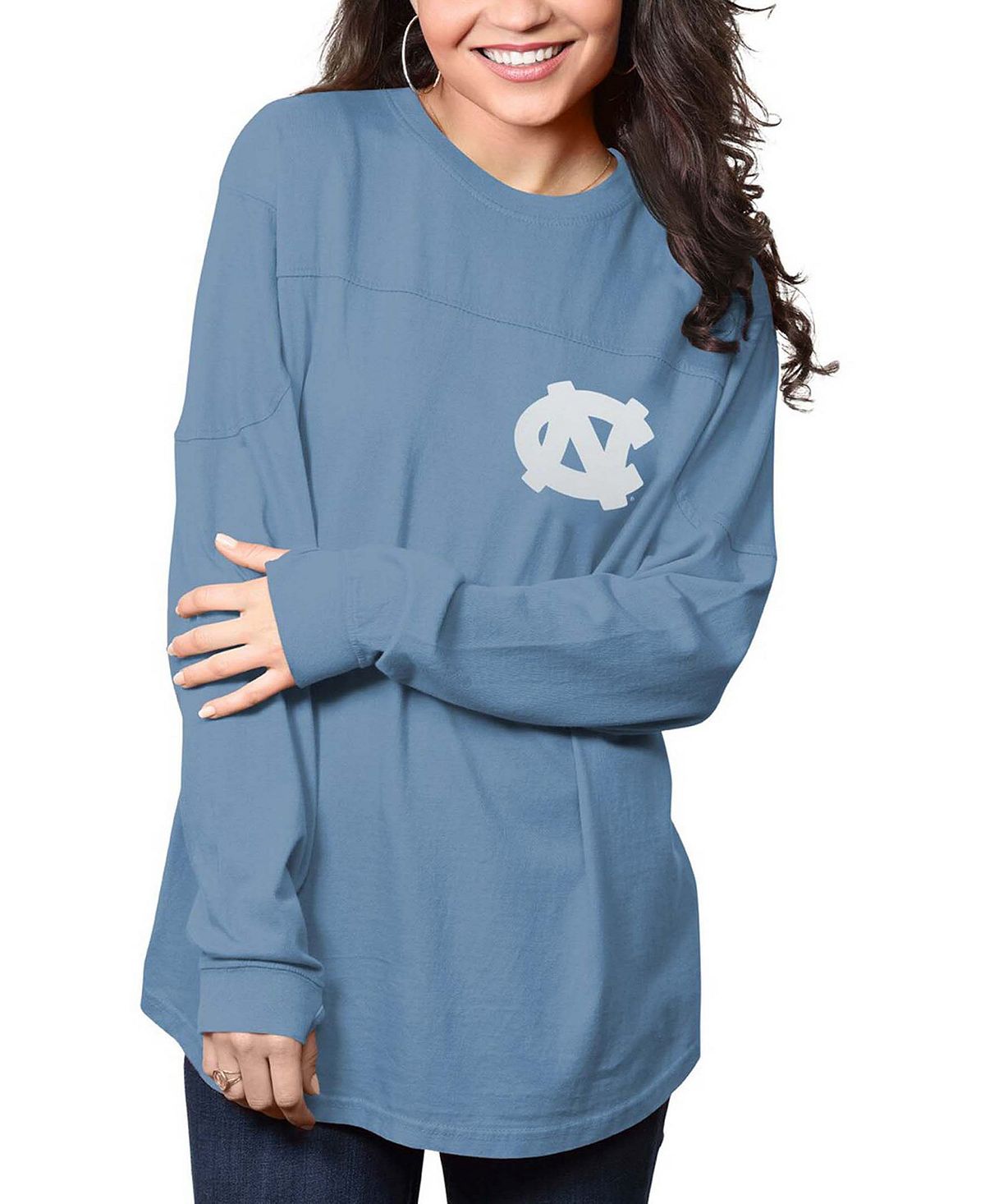 

Женская синяя футболка North Carolina Tar Heels The Big Shirt оверсайз с длинным рукавом Pressbox, Синий